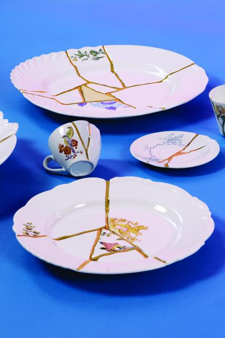 
Set à expresso design en porcelaine « Kintsugi 01 » orné d'or fin