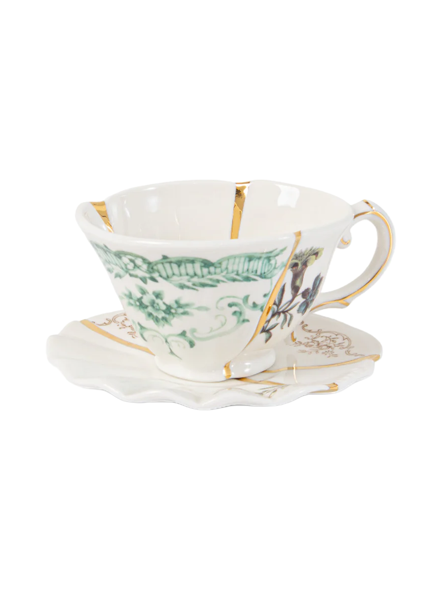 
Service à thé et à café design « Kintsugi 03 » en porcelaine décorée à l'or fin