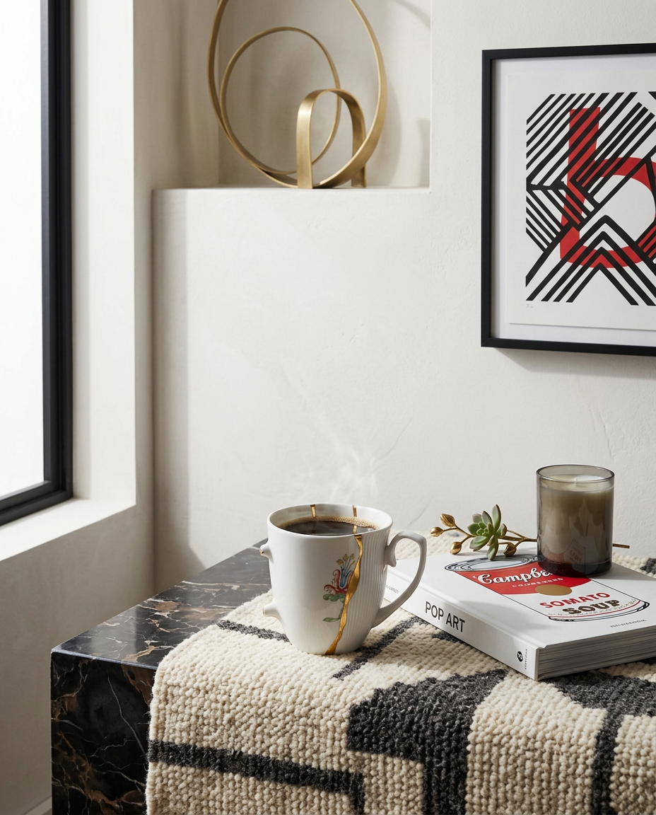 
Mug design « Kintsugi 02 » en porcelaine décorée à l'or fin