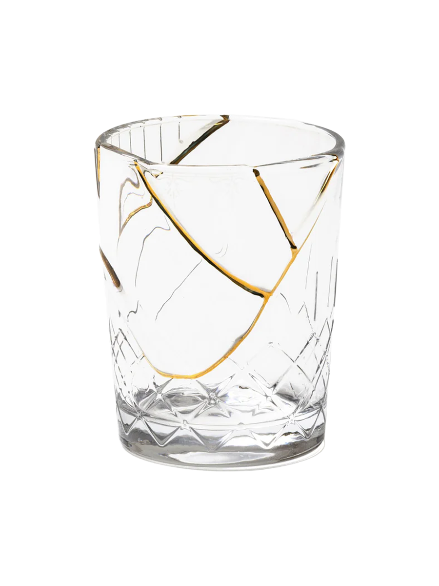 
"Kintsugi 01" water glass, decorated with fine gold