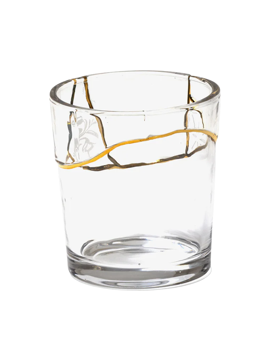 
"Kintsugi 03" water glass design, adorned with fine gold