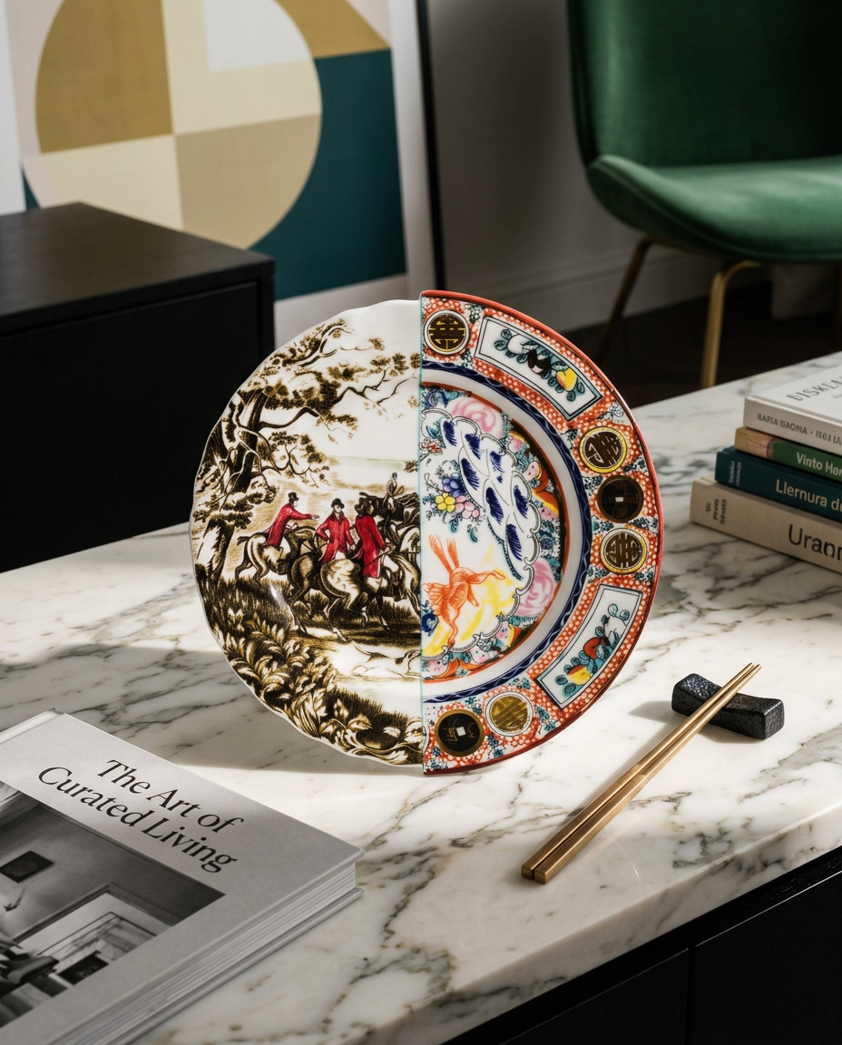 
Assiette plate design « Hybrid Eusapia » en porcelaine