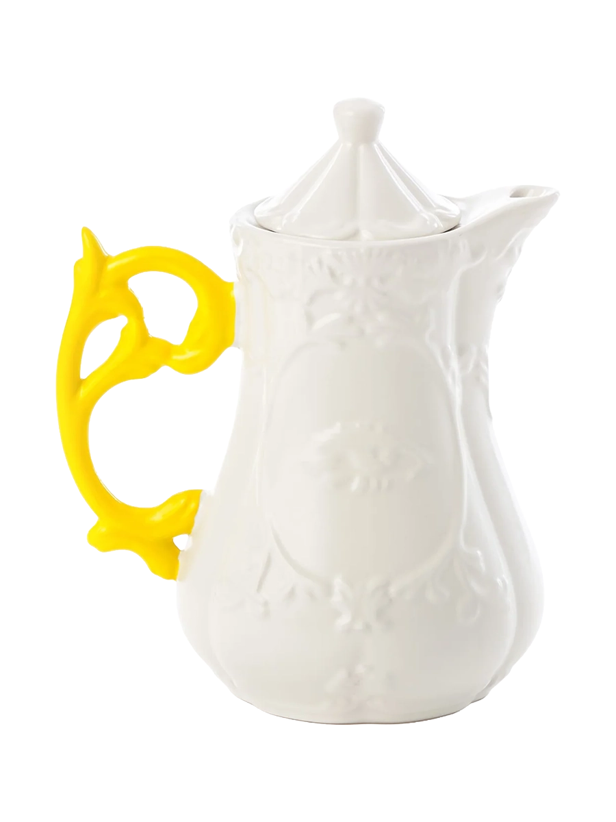 
Théière design « I-Teapot » en porcelaine - Blanc / Jaune