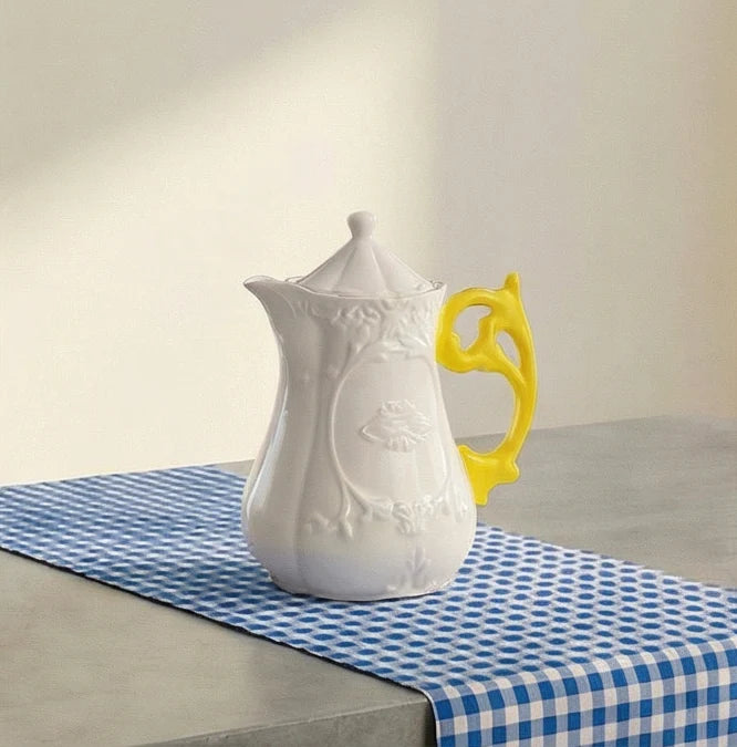 
Théière design « I-Teapot » en porcelaine - Blanc / Jaune