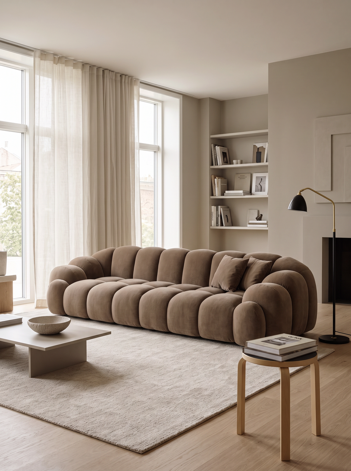 
4-seater designer sofa “Solea” with velvet upholstery - Velvet cover Brown