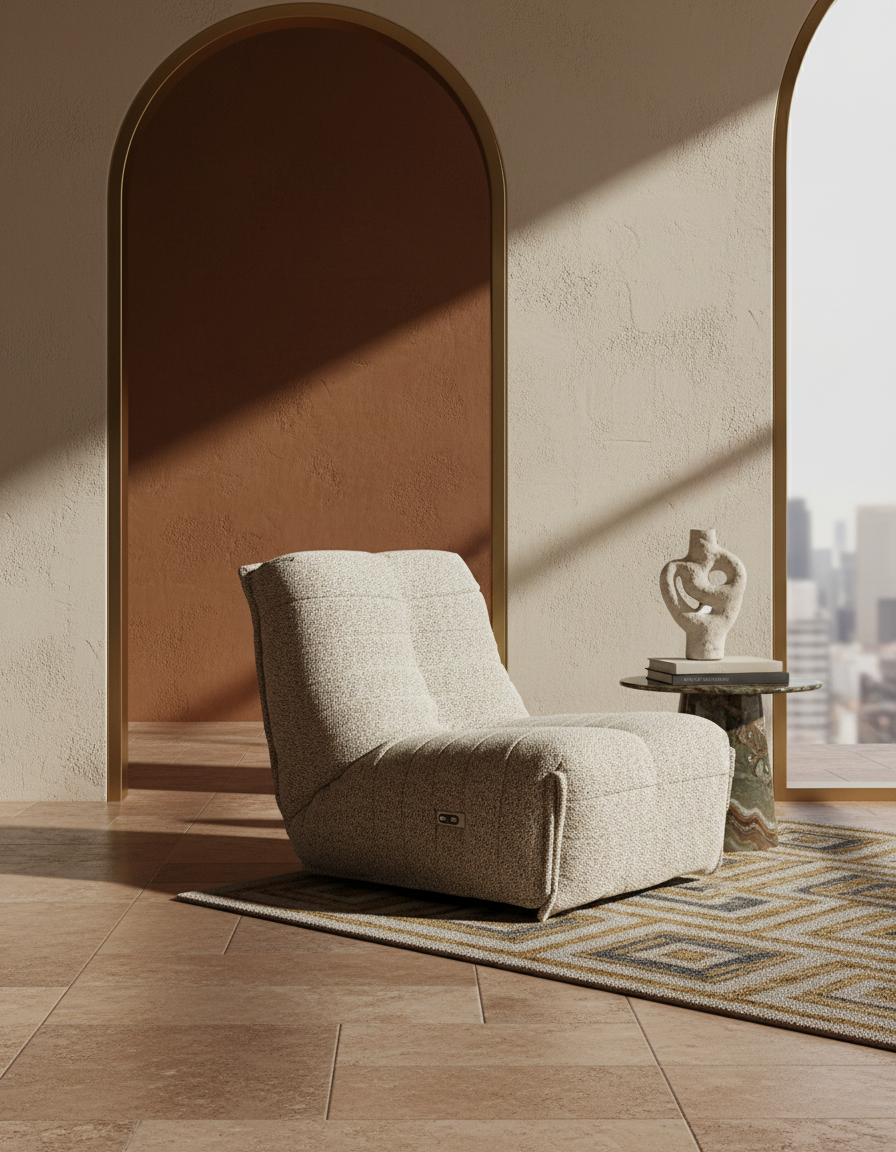 
Fauteuil relax design réglable « Hamilton » - Écru