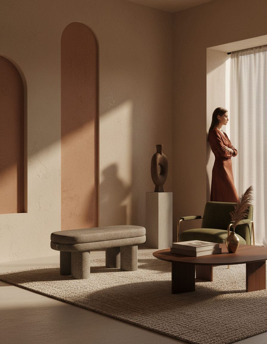 
Panca imbottita di design «Fern» - Grigio
