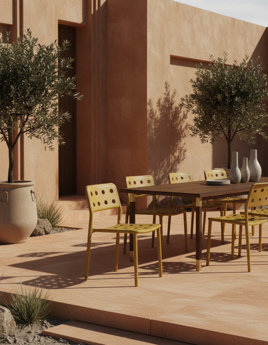 
Stapelbarer Design Gartenstuhl „Serra“ - Senfgelb