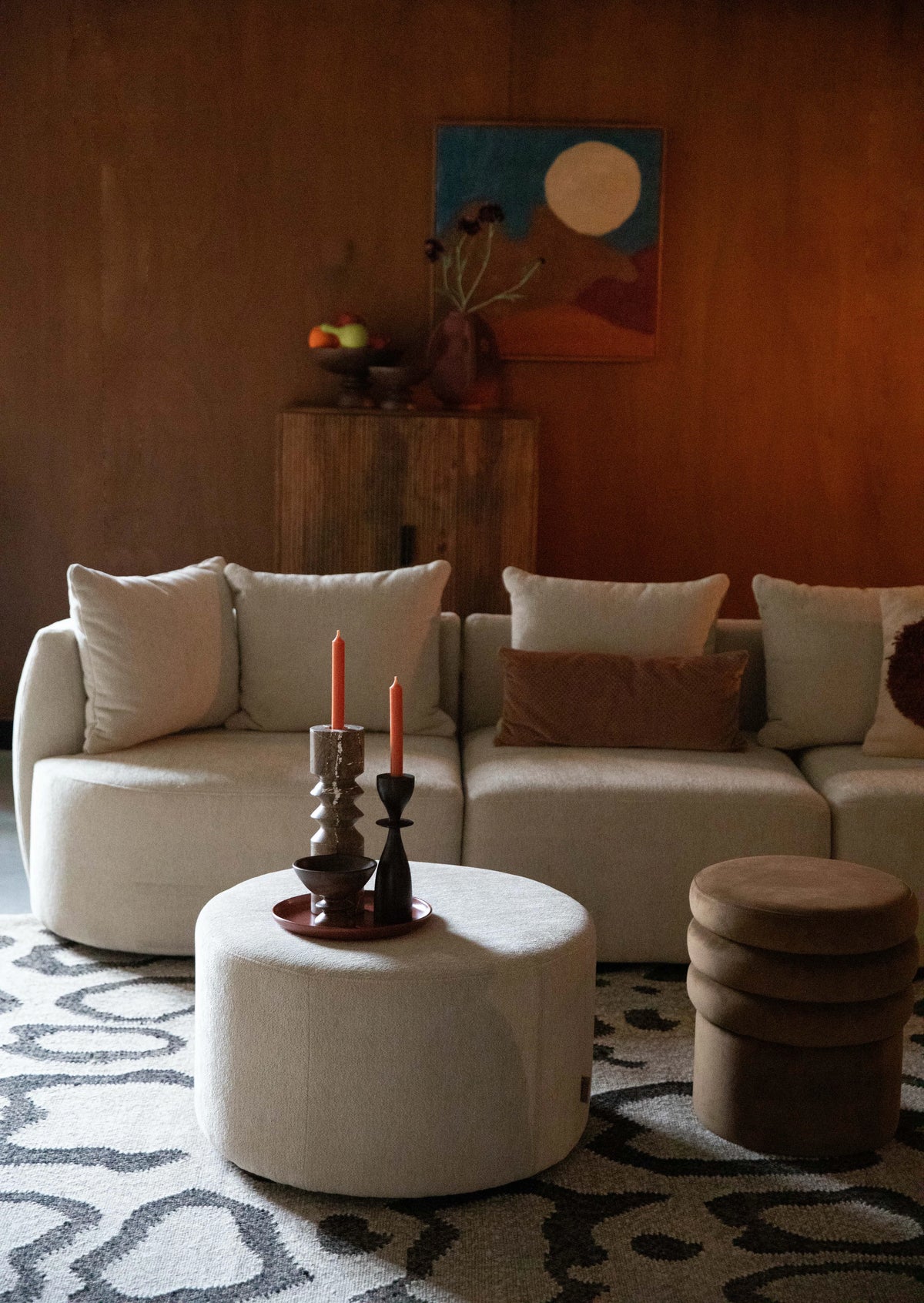 
Pouf di design «Rocca» Ø 70 x 40 cm - Latte