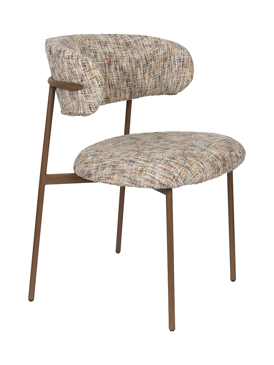 
High-Quality Dining Chair "Claes" - Frame: Walnut, Upholstery: Beige tones