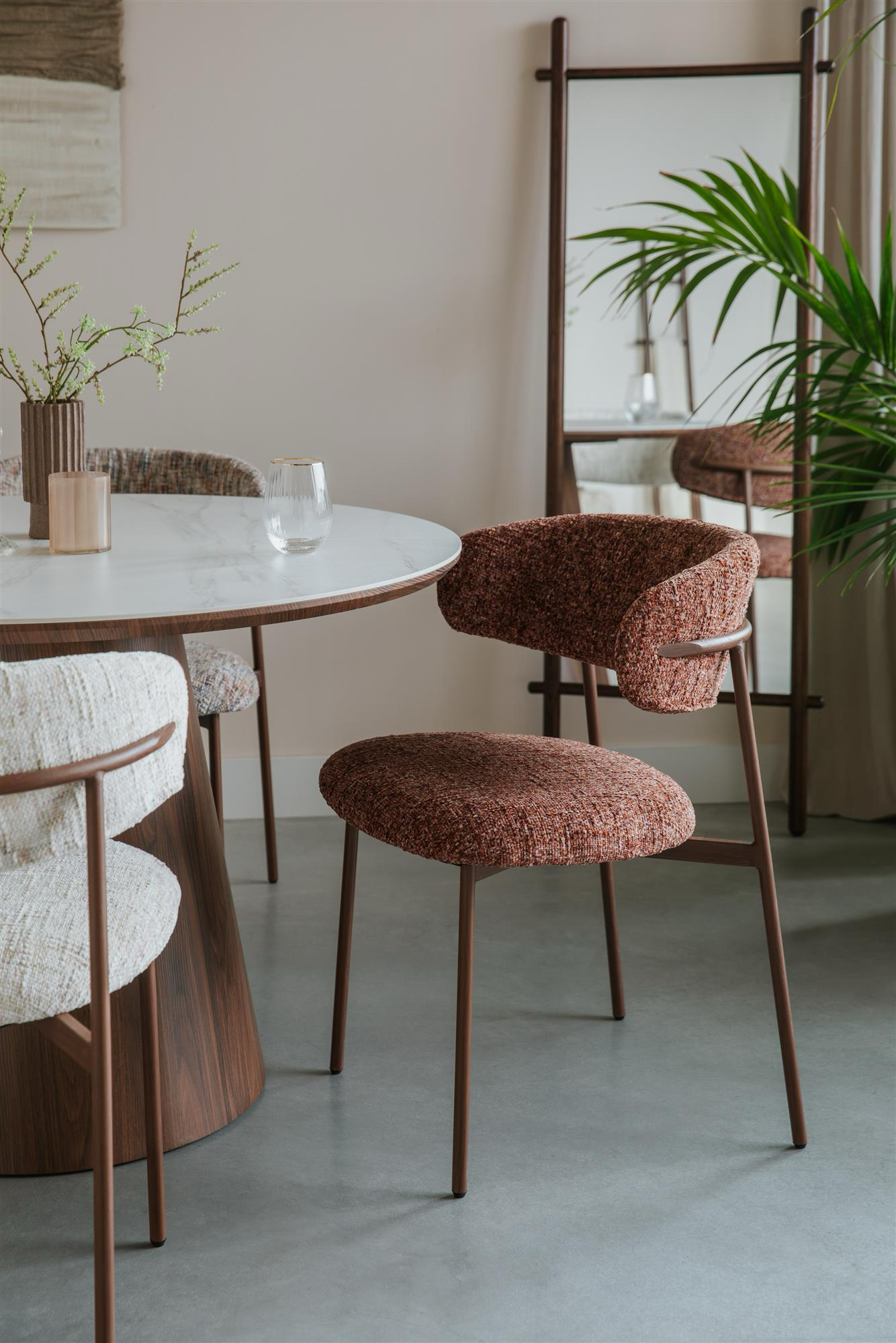 
High-Quality Dining Chair "Claes" - Frame: Walnut, Upholstery: Terra