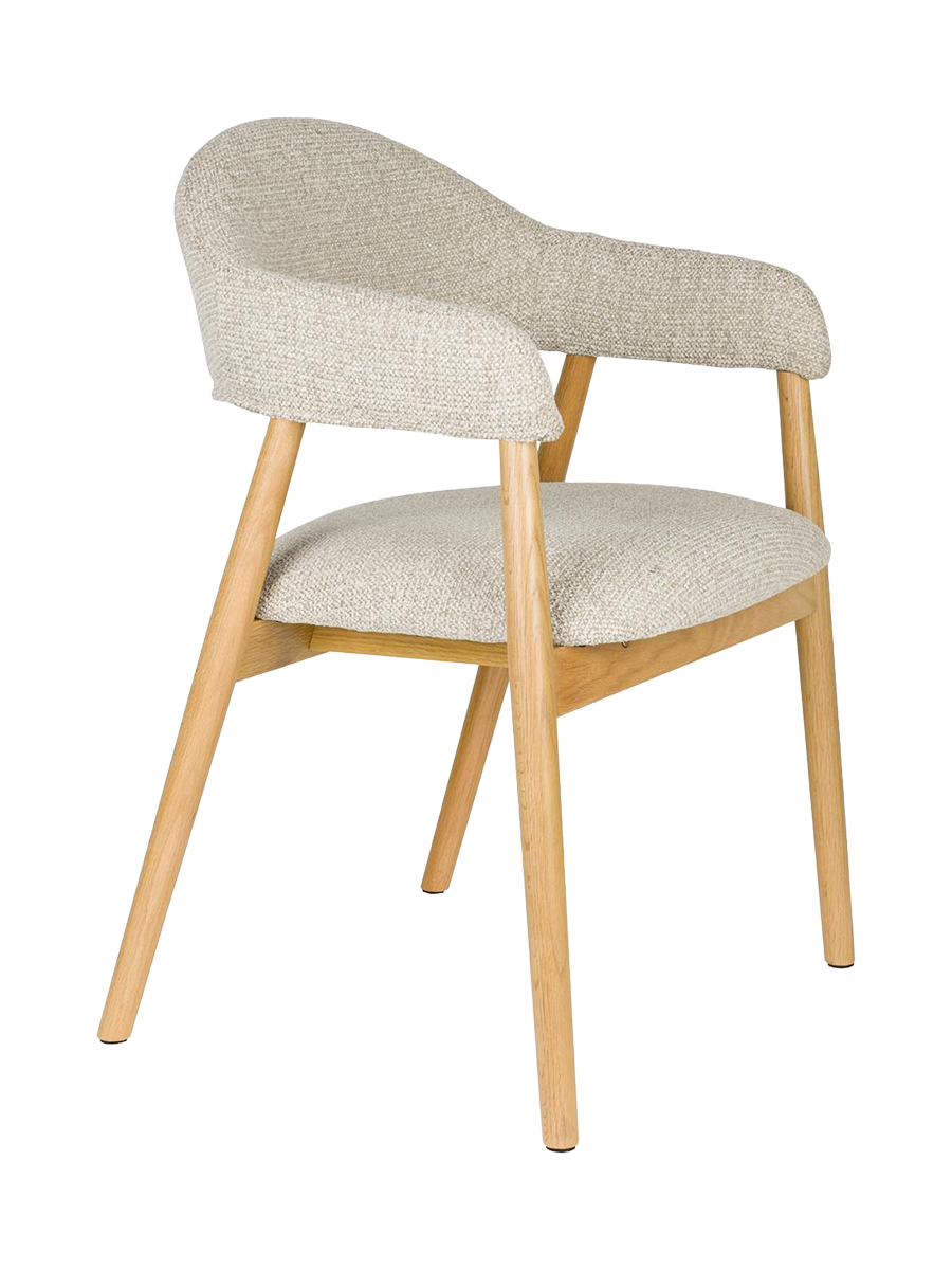 
Hochwertiger, massiver Armlehnstuhl „Indy“ - Rahmen: Natural, Polsterung: Beige