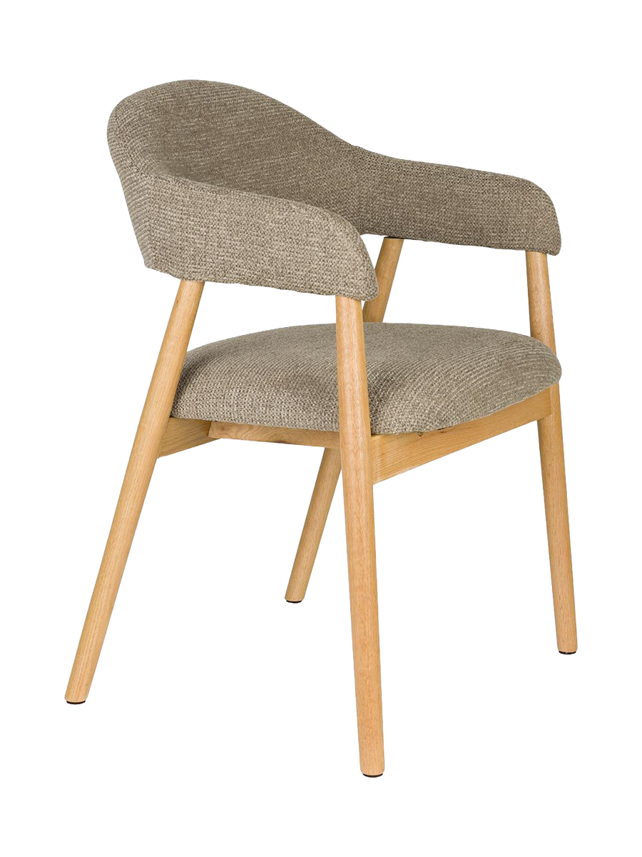 
Hochwertiger, massiver Armlehnstuhl „Indy“ - Rahmen: Natural, Polsterung: Taupe