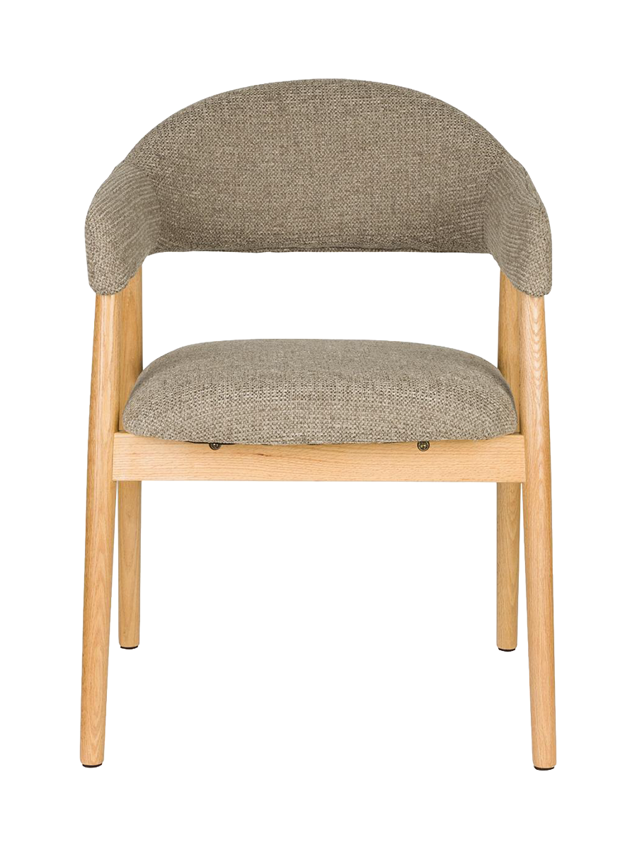 
Hochwertiger, massiver Armlehnstuhl „Indy“ - Rahmen: Natural, Polsterung: Taupe