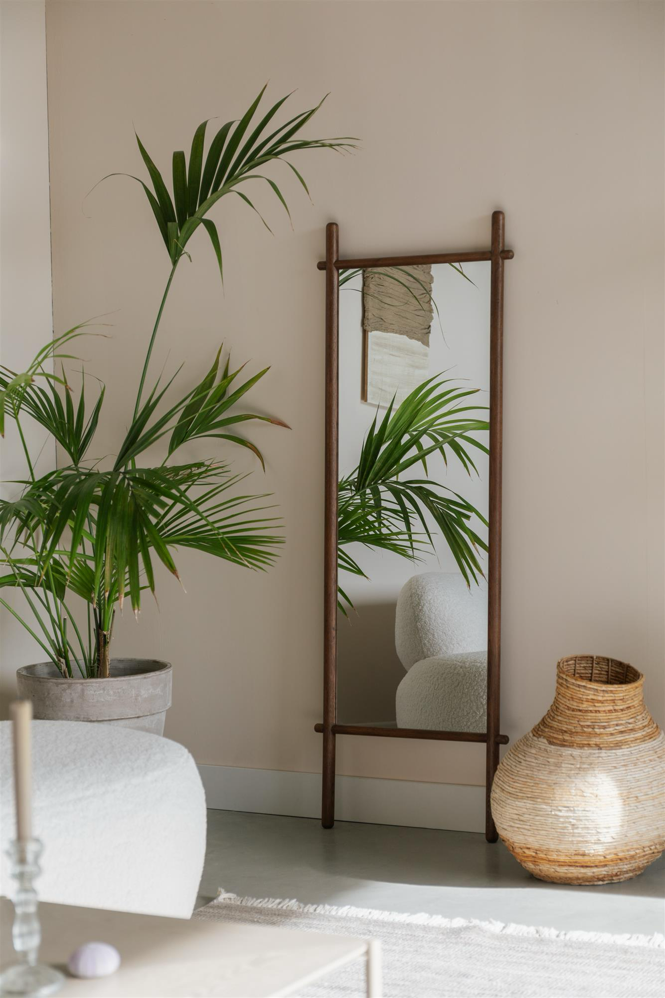 
"Solene" lean-to mirror in oak wood - Brown