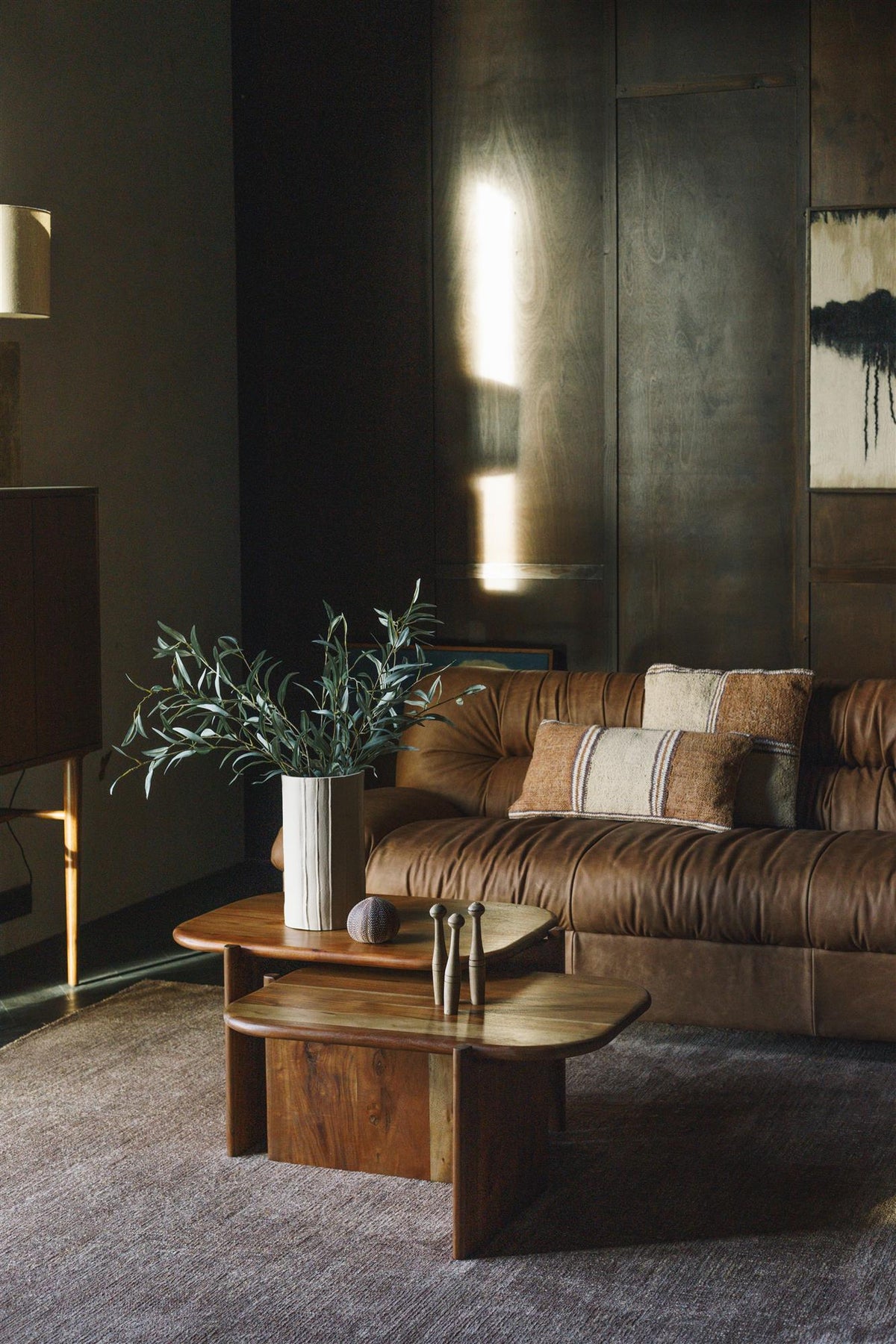 
Divano di design a 3 posti in vera pelle «Douglas» - Cognac