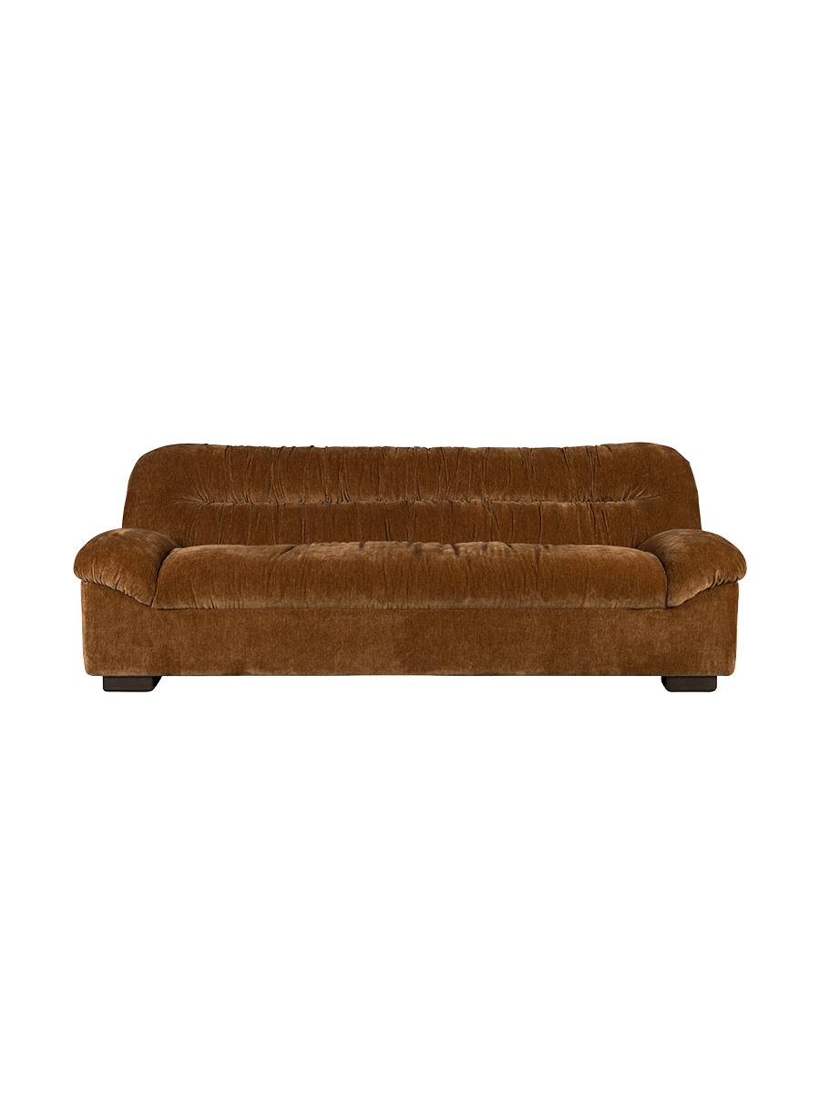 
Divano di design a 3 posti «Douglas» - Rivestimento in velluto Cognac