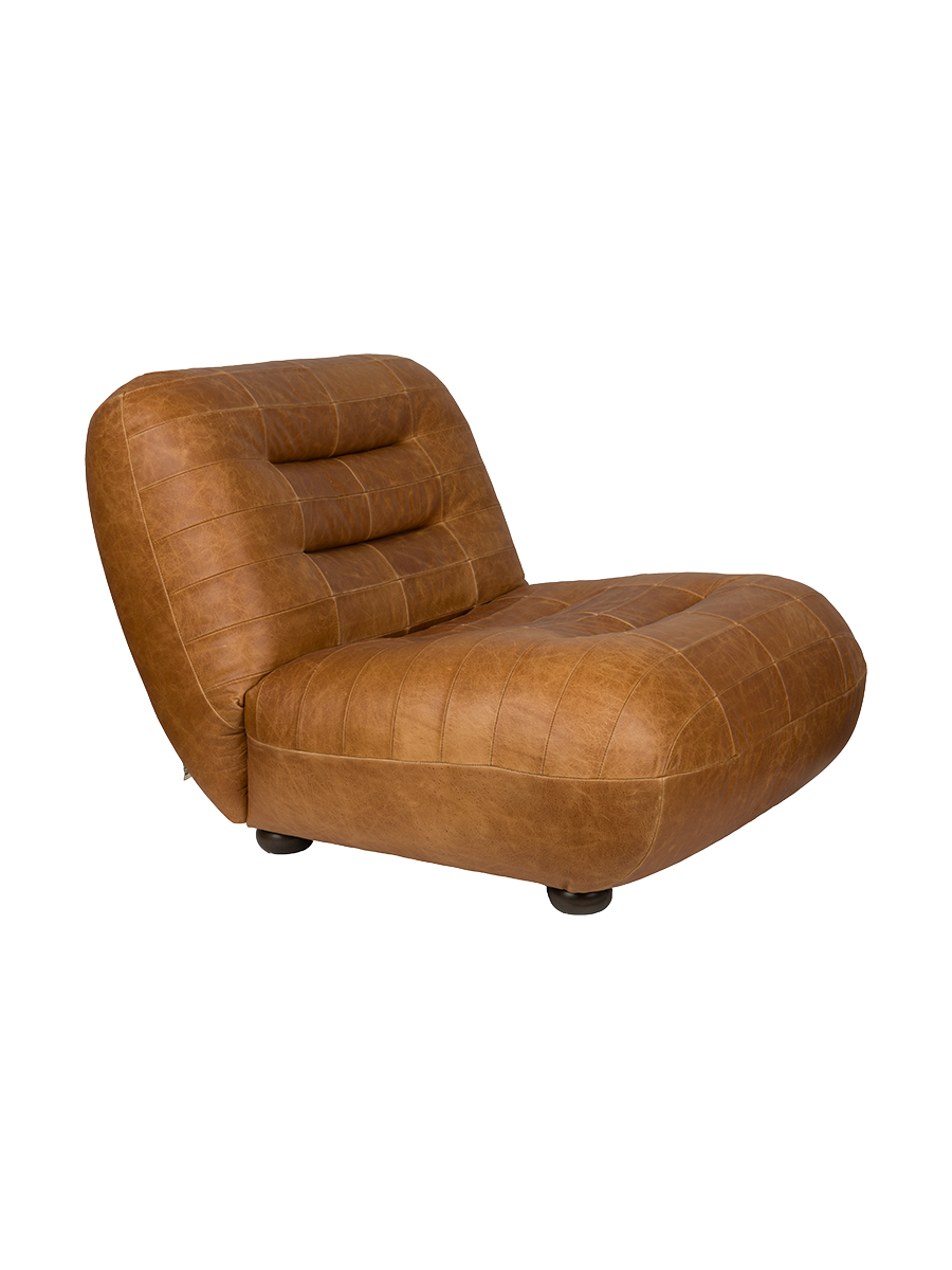 
Poltrona lounge di design in vera pelle «Wyatt» - Cognac