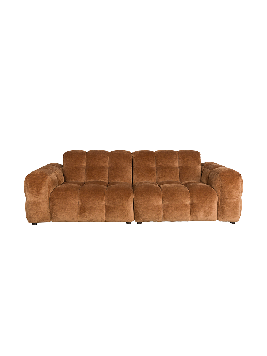 
Divano di design a 3 posti «Hackman» - Rivestimento in velluto Cognac