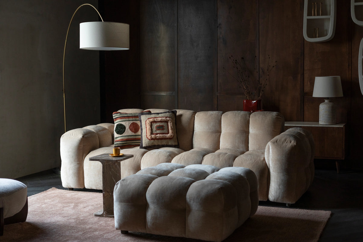 
Divano di design a 3 posti «Hackman» - Rivestimento in velluto Beige