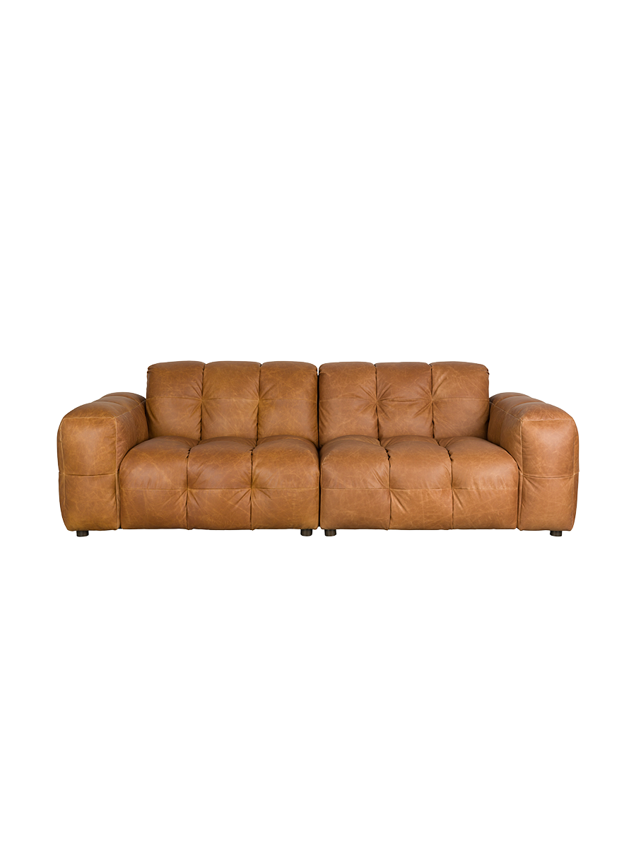 
Divano di design a 3 posti «Hackman» - Rivestimento in pelle Cognac
