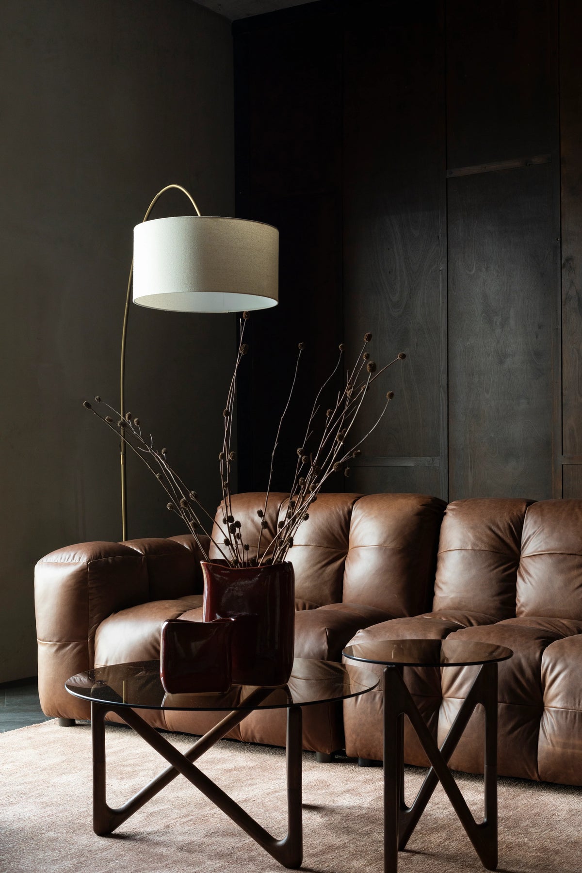 
Divano di design a 4,5 posti «Hackman» - Rivestimento in pelle Chocolat