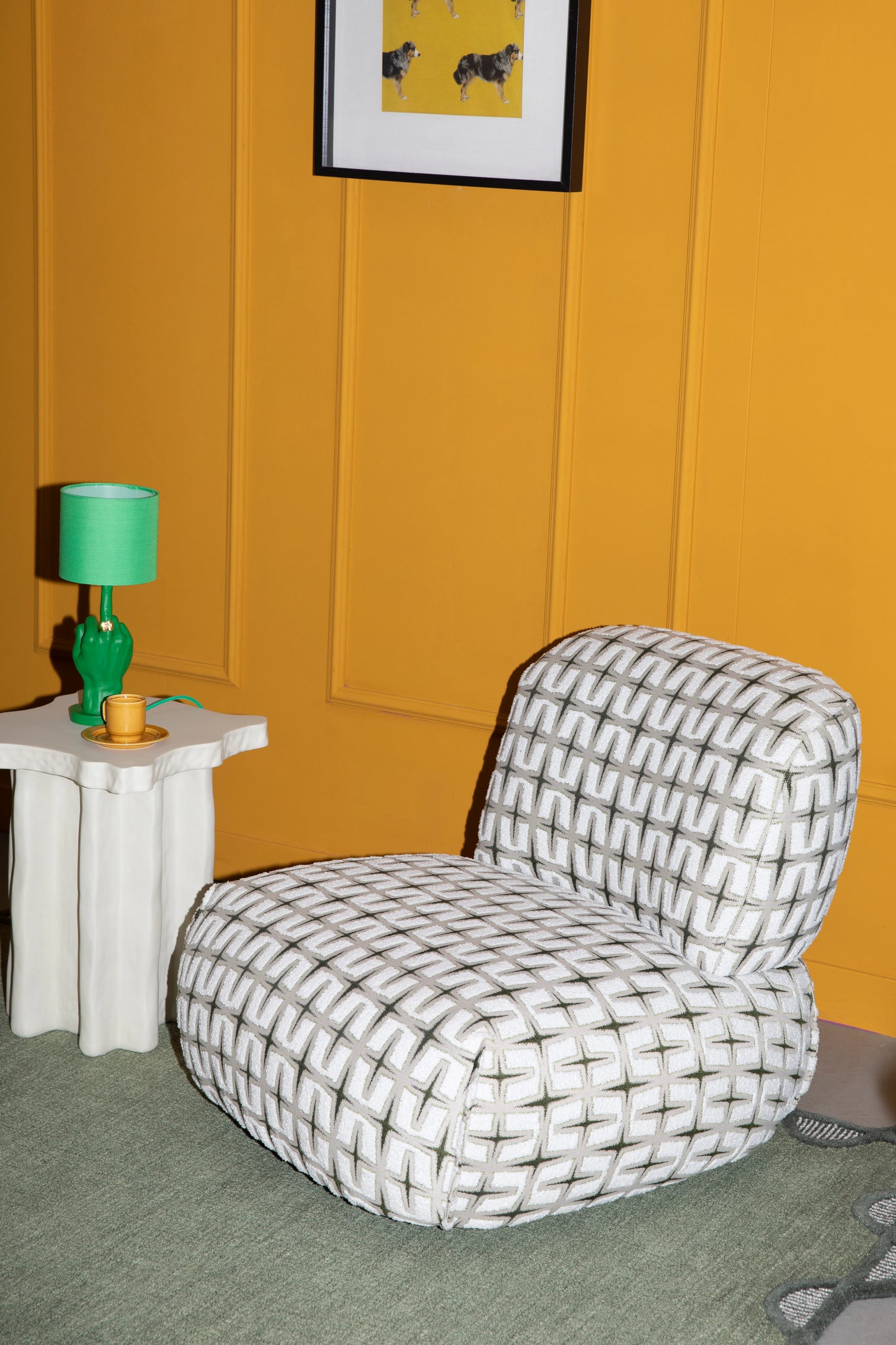 
Designer Lounge Chair "Ritz" - Beige / Green