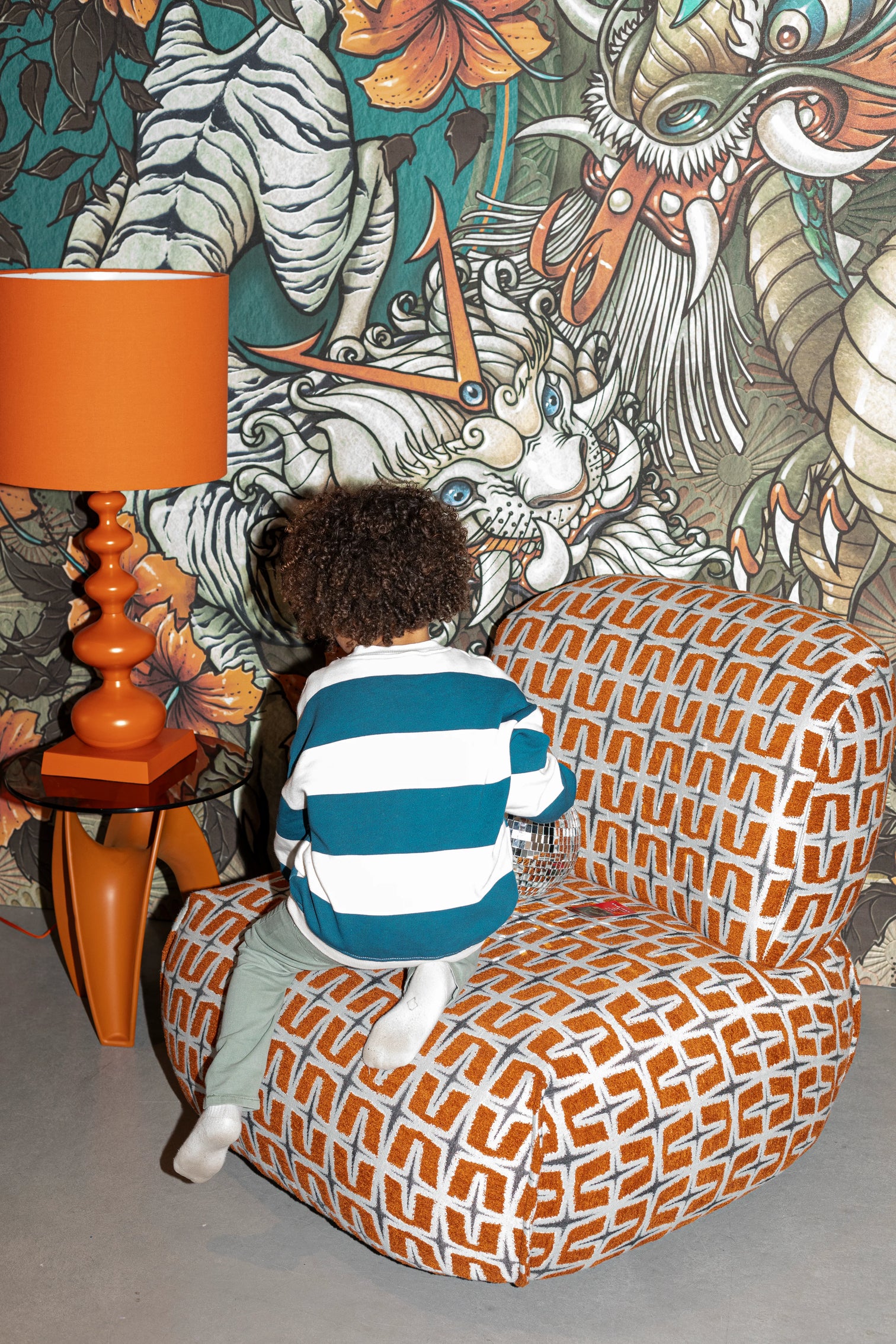 
Designer Lounge Chair "Ritz" - Beige / Orange