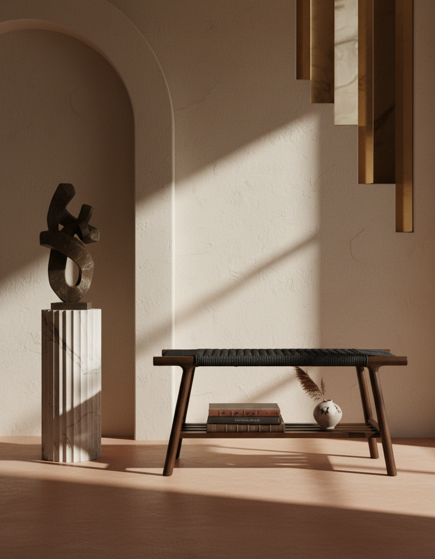 
Petit banc en bois massif « Kintaro » en chêne - Nussbaum