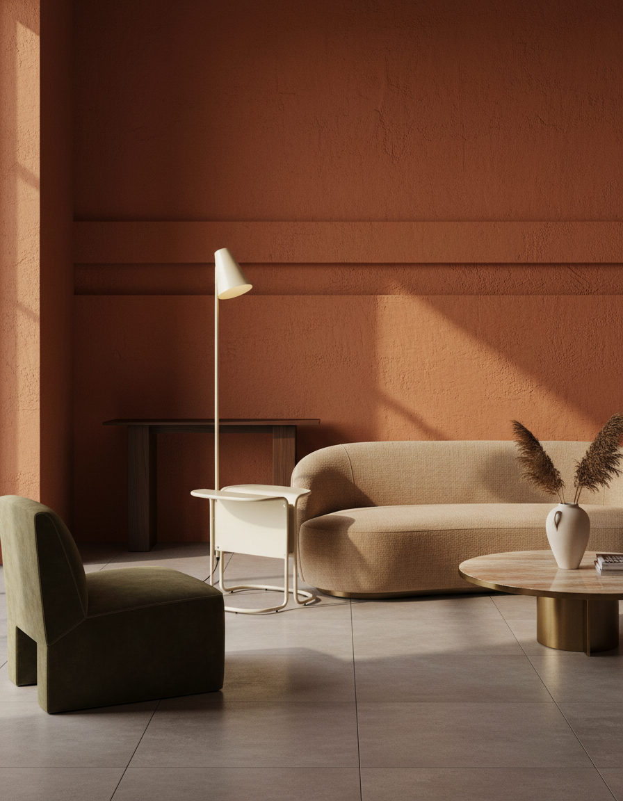 
Lampada da terra di design «Lustor» con tavolino integrato