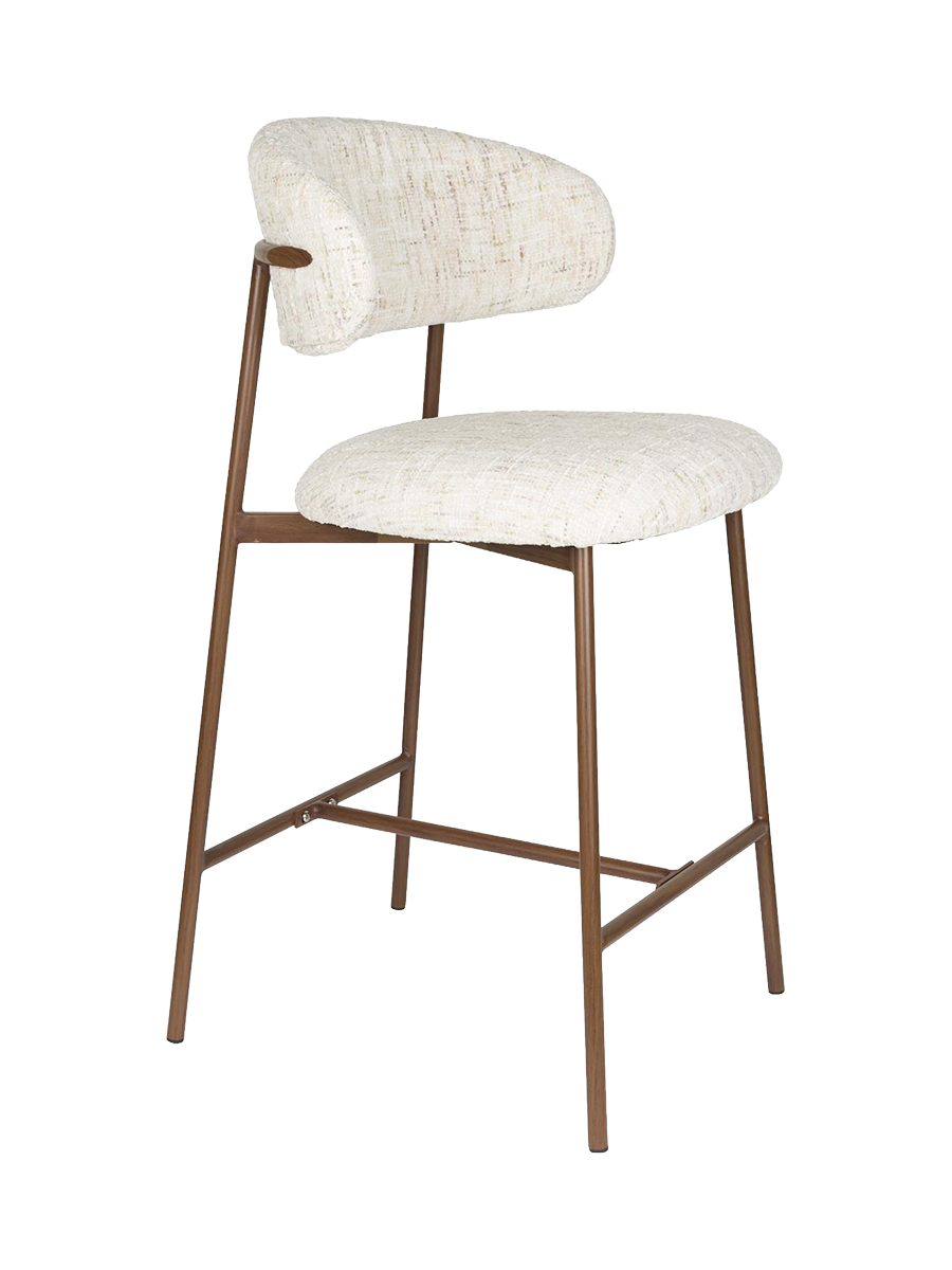 
Hochwertiger Barstuhl „Claes“ - Rahmen: Nussbaum, Polsterung: Off White
