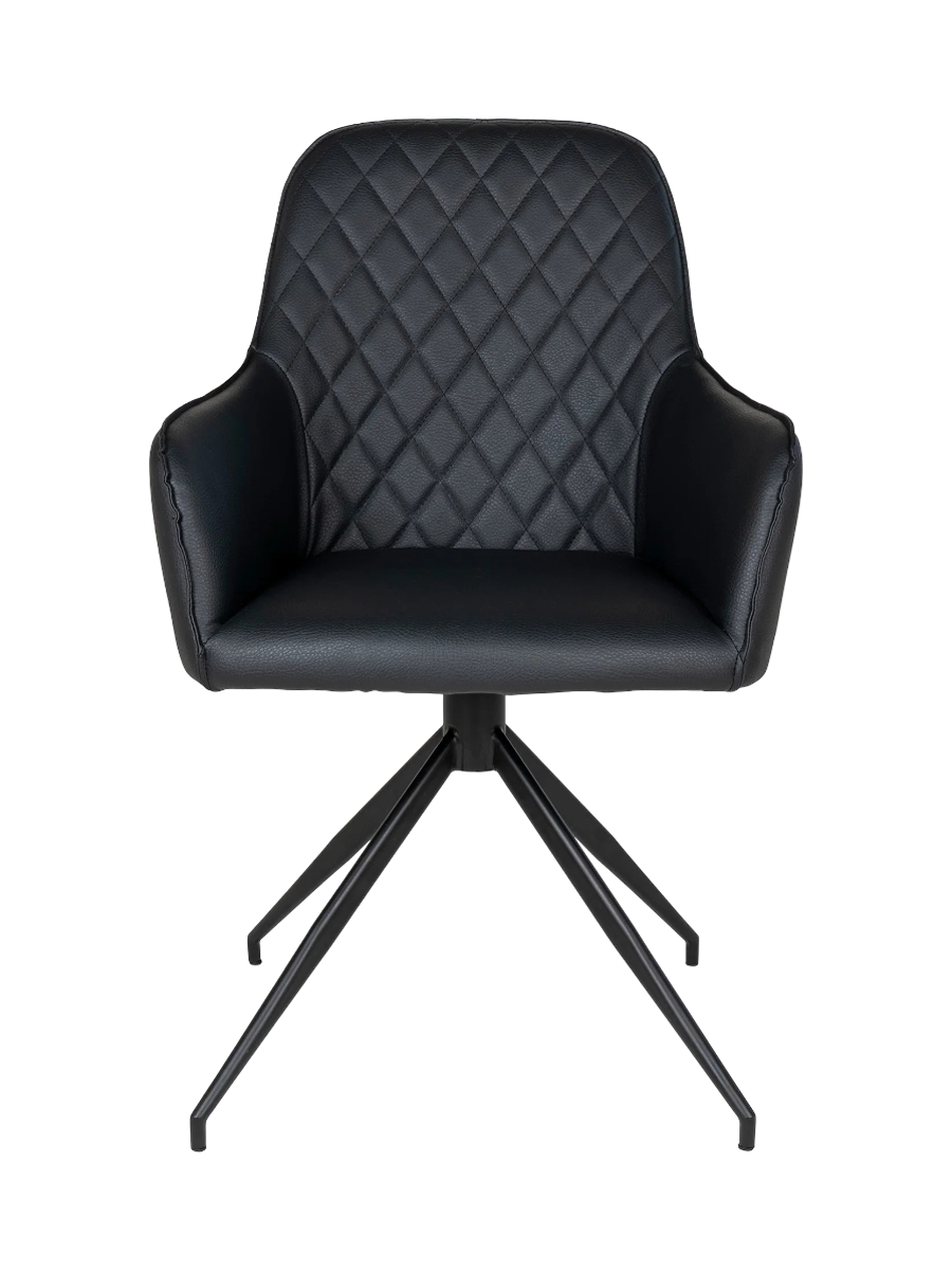 
Chaise de salle à manger « Harby » pivotante à 360° avec accoudoirs - Similicuir noir