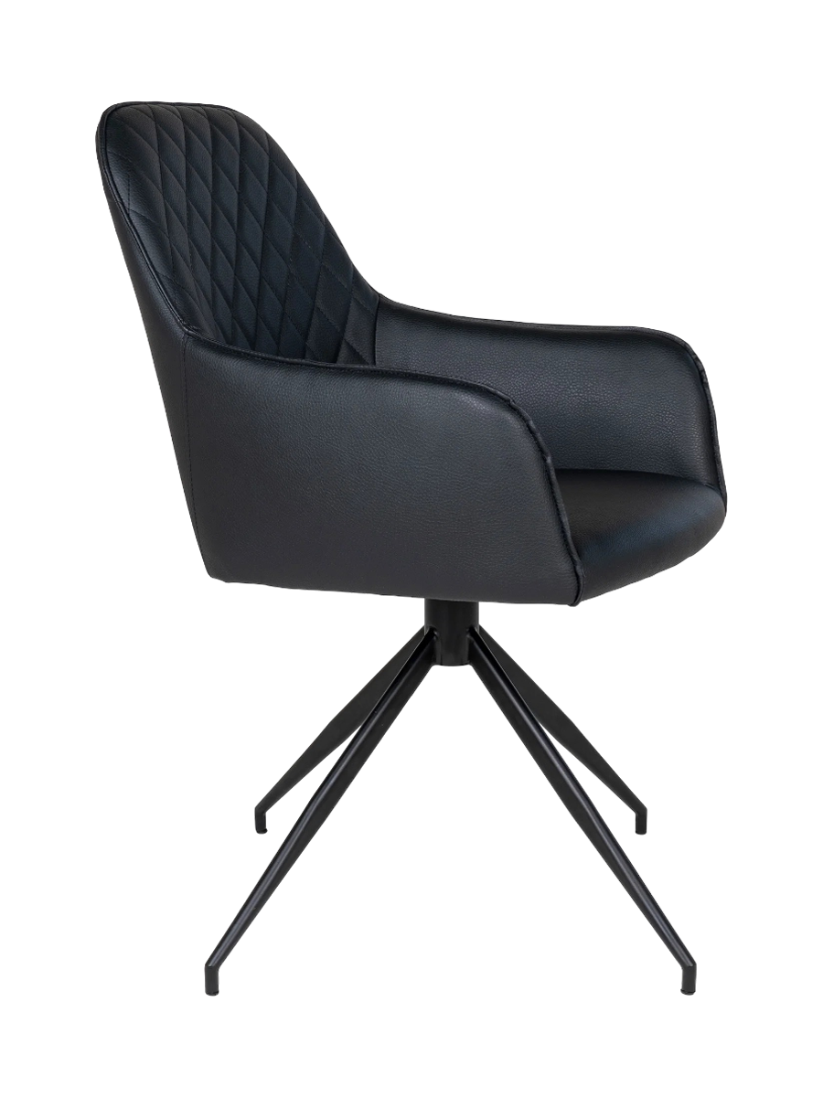 
Chaise de salle à manger « Harby » pivotante à 360° avec accoudoirs - Similicuir noir