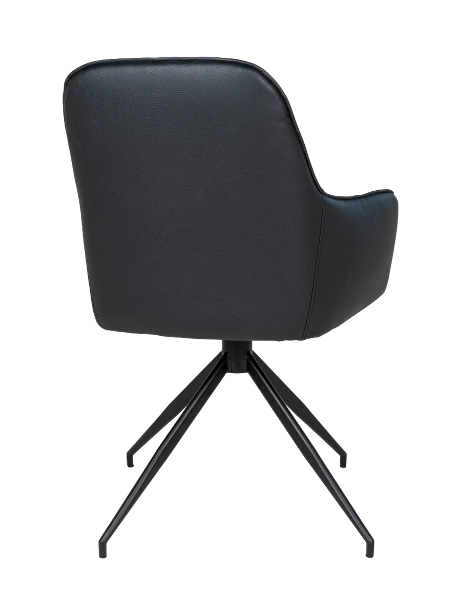 
Chaise de salle à manger « Harby » pivotante à 360° avec accoudoirs - Similicuir noir