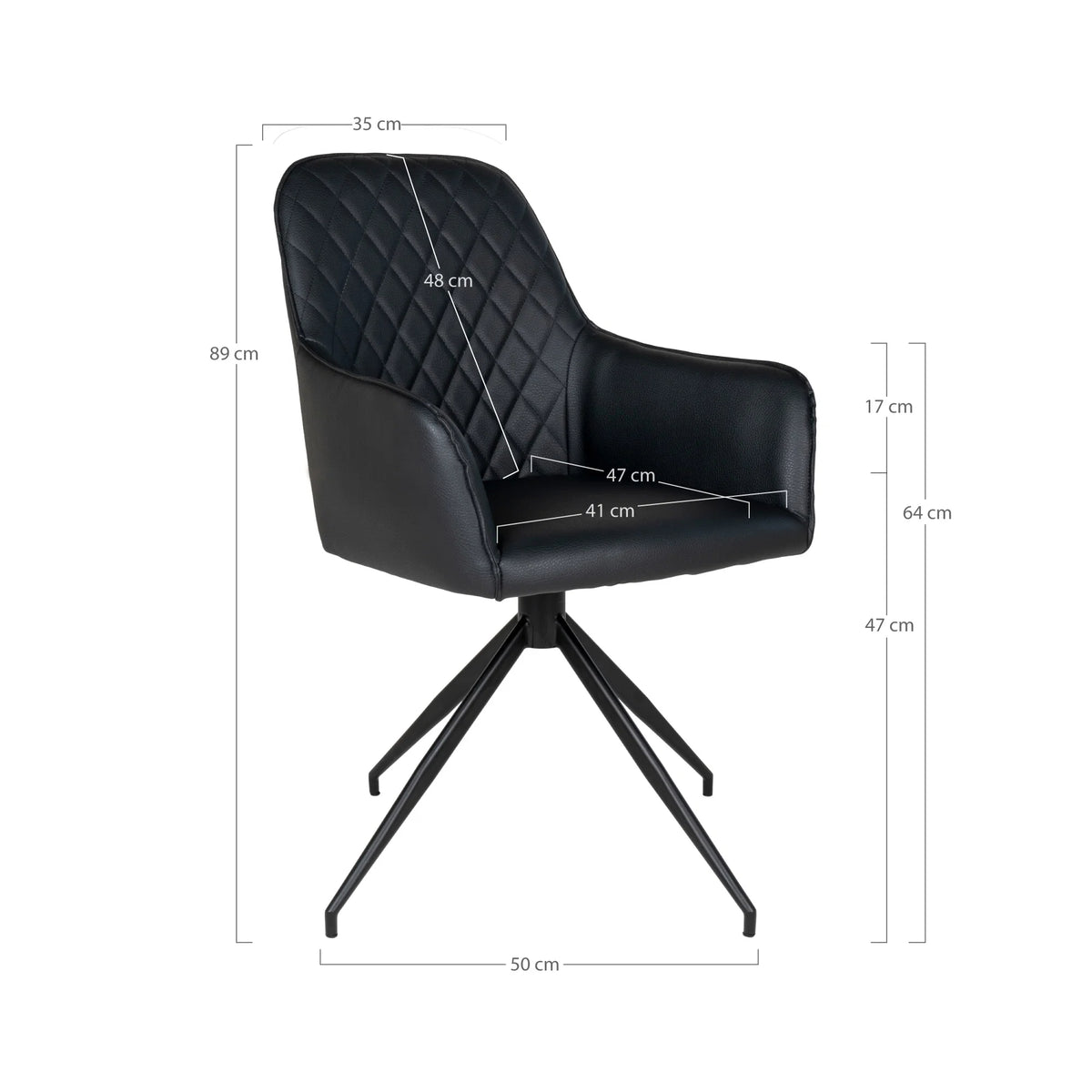
Chaise de salle à manger « Harby » pivotante à 360° avec accoudoirs - Similicuir noir