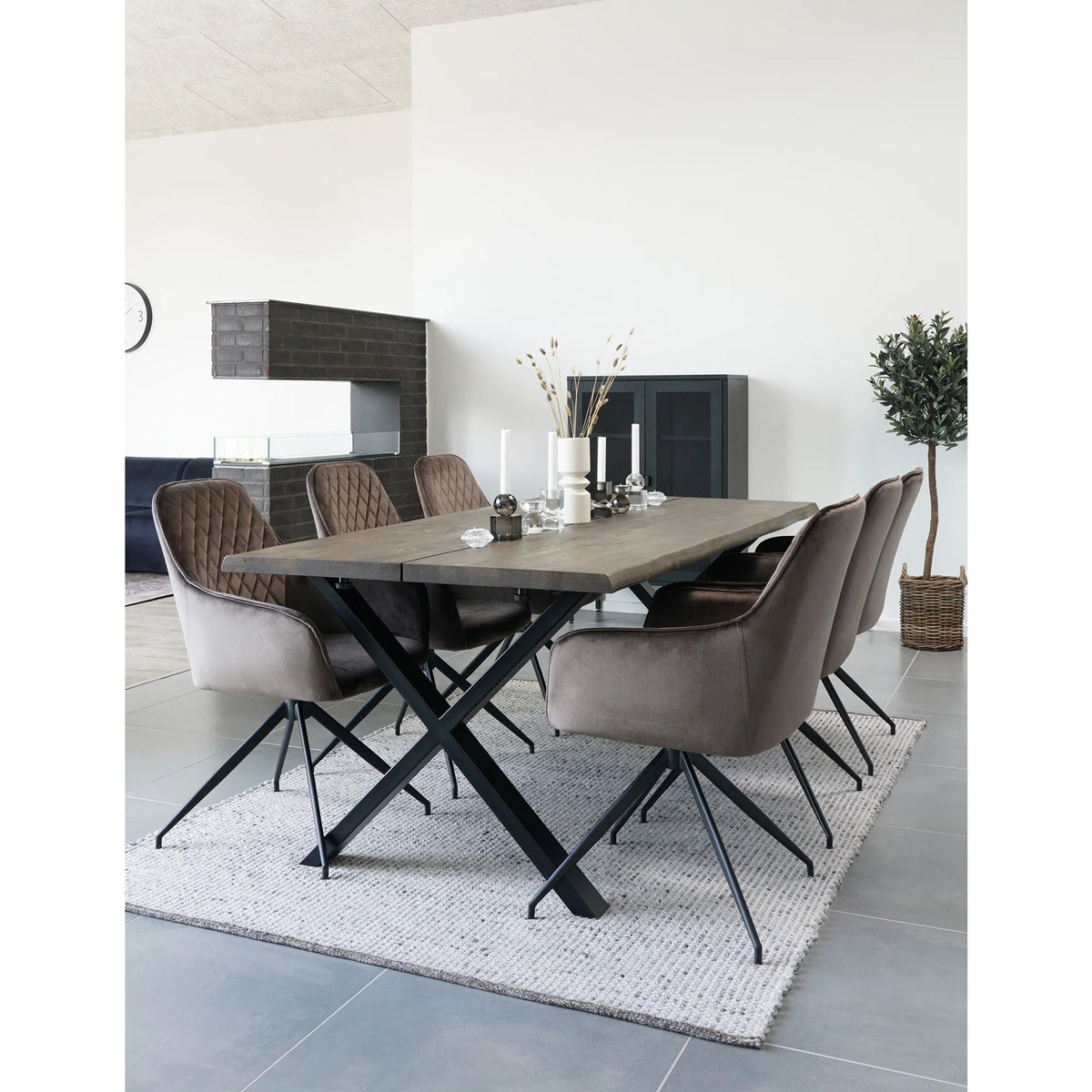 
Chaise de salle à manger « Harby » pivotante à 360° avec accoudoirs - Velours Grège