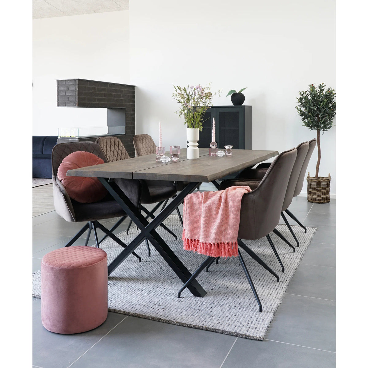 
Chaise de salle à manger « Harby » pivotante à 360° avec accoudoirs - Velours Grège