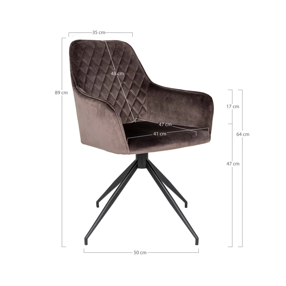 
Chaise de salle à manger « Harby » pivotante à 360° avec accoudoirs - Velours Grège