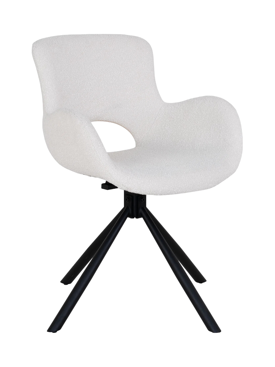 
Chaise de salle à manger design « Amorimo » pivotante à 360° avec accoudoirs - Bouclé Champignon
