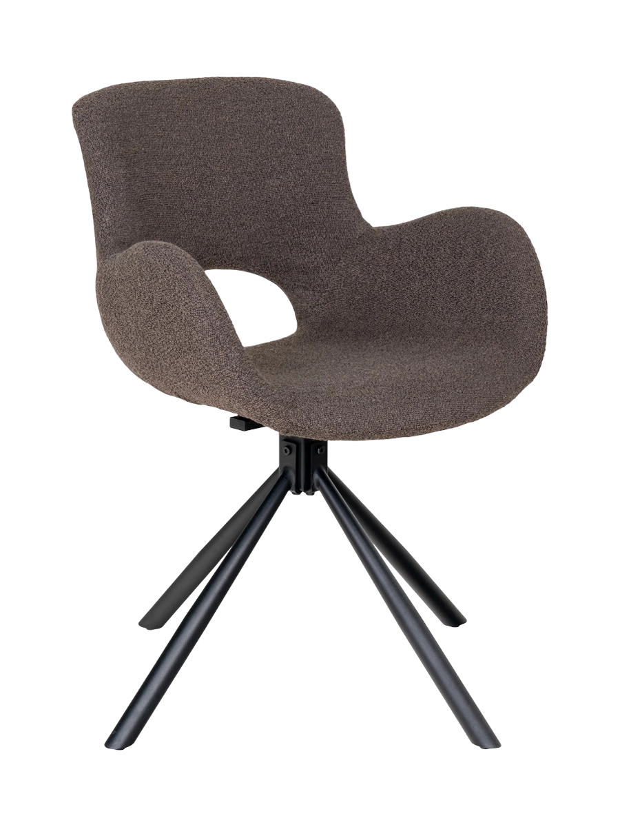 
Sedia da pranzo di design «Amorimo» girevole a 360° con braccioli - Bouclé Color fungo