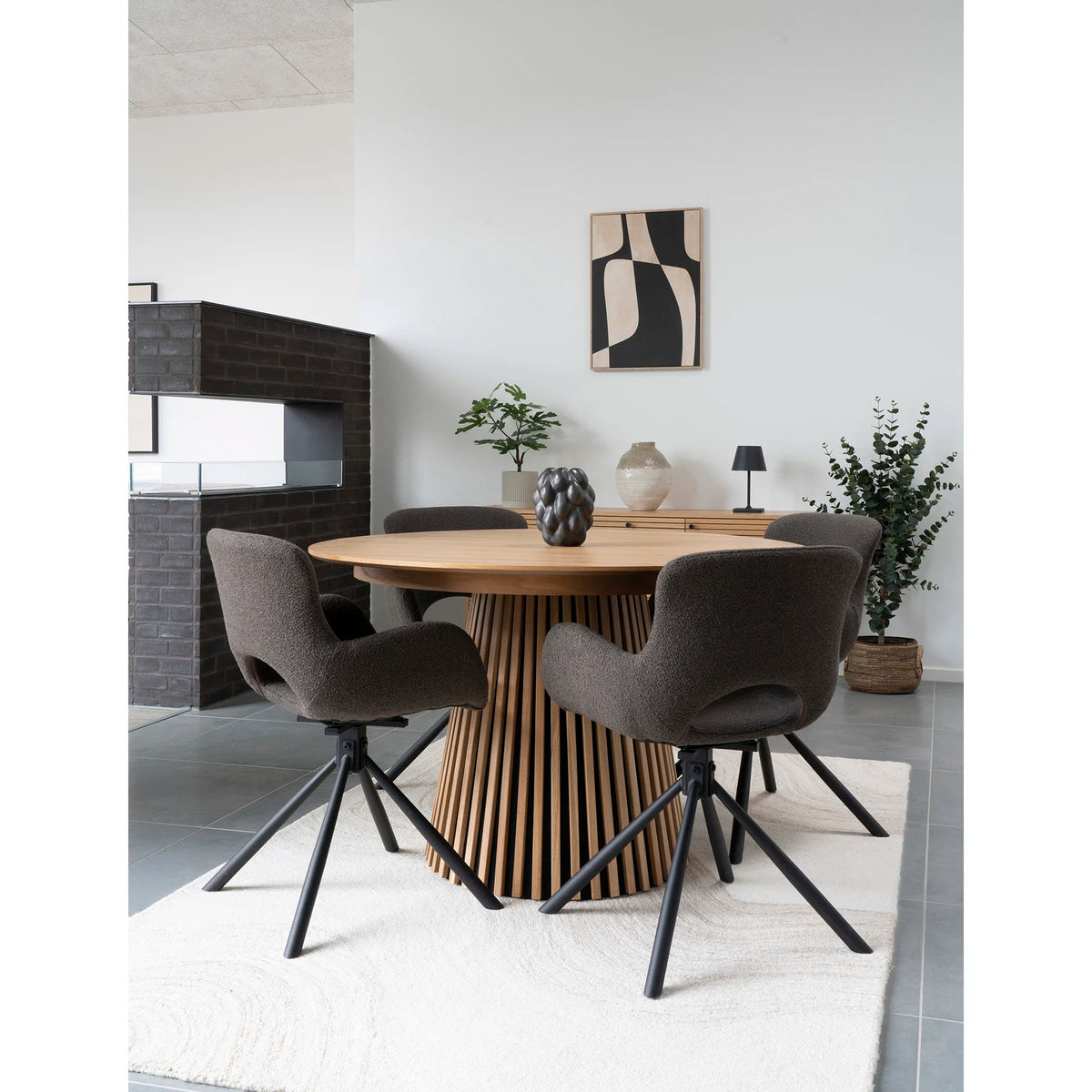 
Chaise de salle à manger design « Amorimo » pivotante à 360° avec accoudoirs - Bouclé Champignon