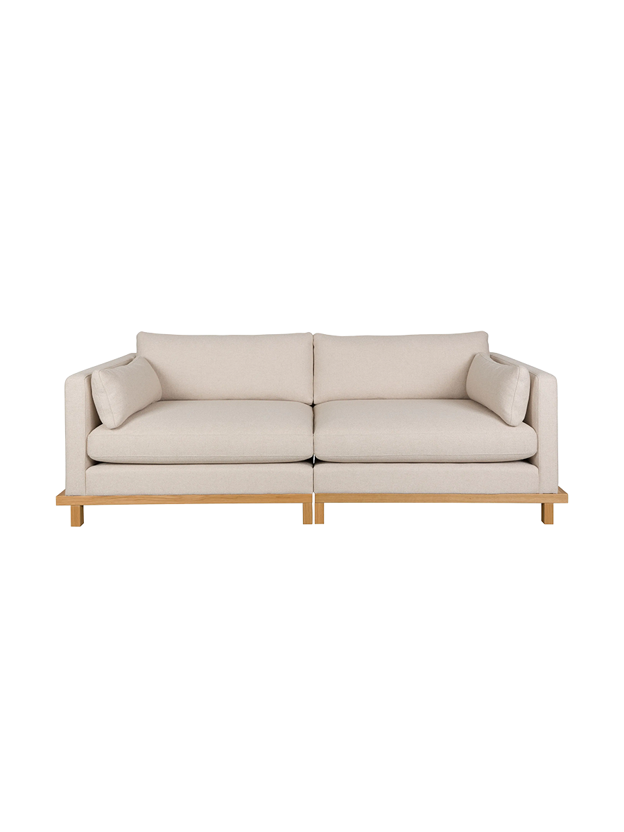 
Hochwertiges 3-Sitzer Design Sofa „Blossom“ - Sand / Eiche Natural