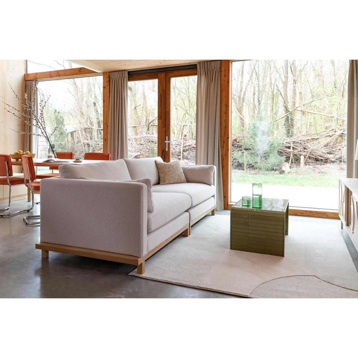 
Hochwertiges 3-Sitzer Design Sofa „Blossom“ - Sand / Eiche Natural