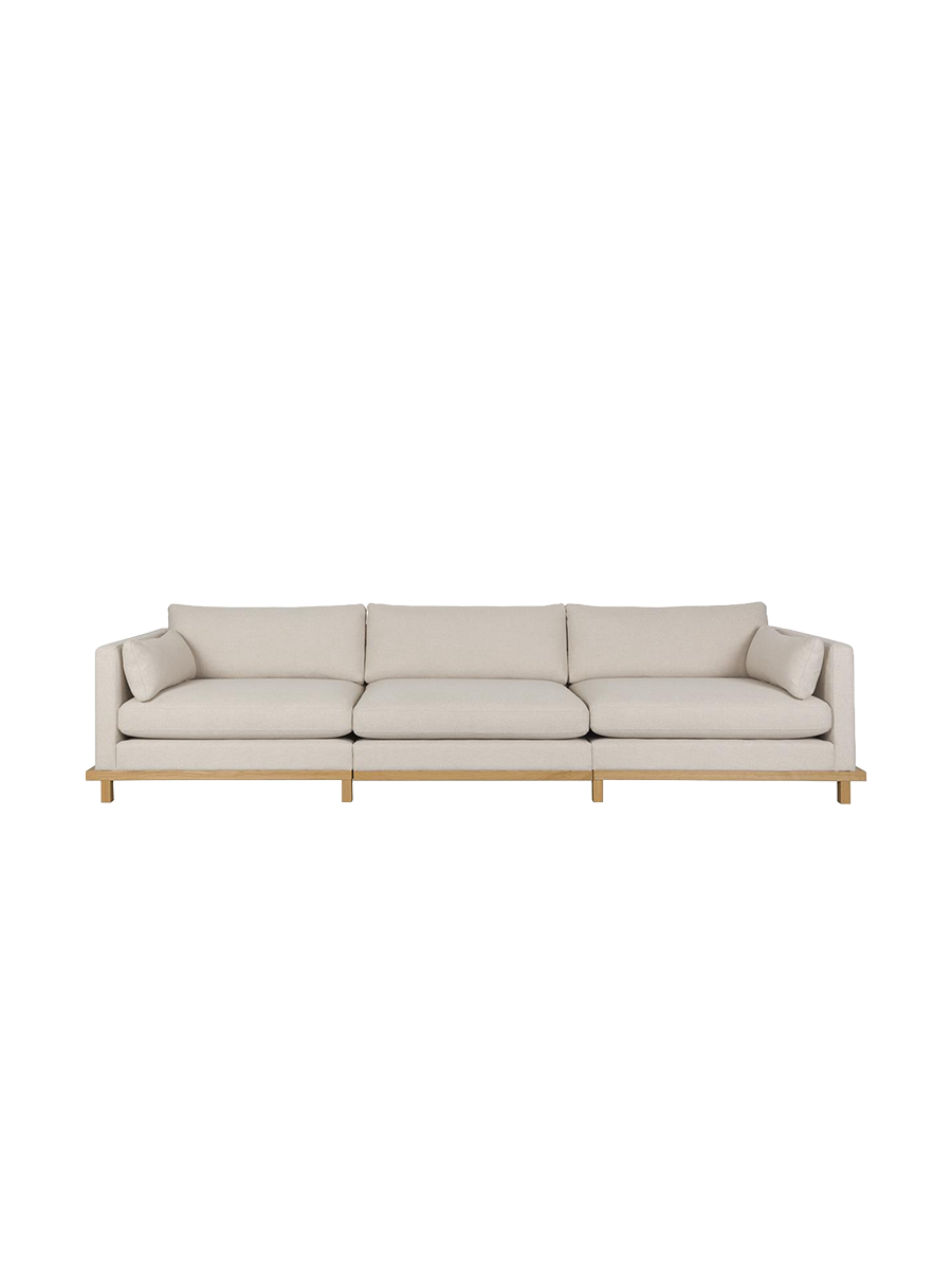 
Hochwertiges 4.5-Sitzer Design Sofa „Blossom“ - Sand / Eiche Natural