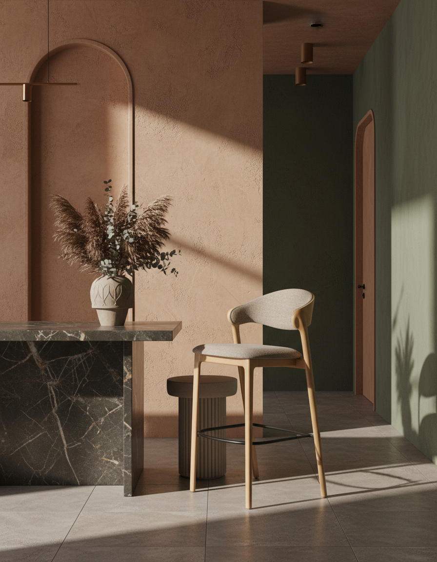 
Tabouret de bar en bois massif de haute qualité « Babington » - Naturel