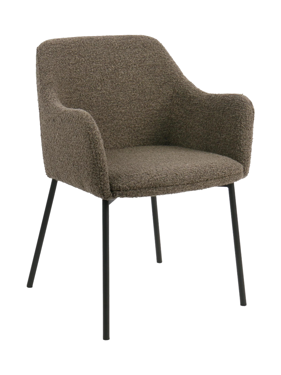 
Sedia da pranzo di design «Melilla» con braccioli - Bouclé Marrone