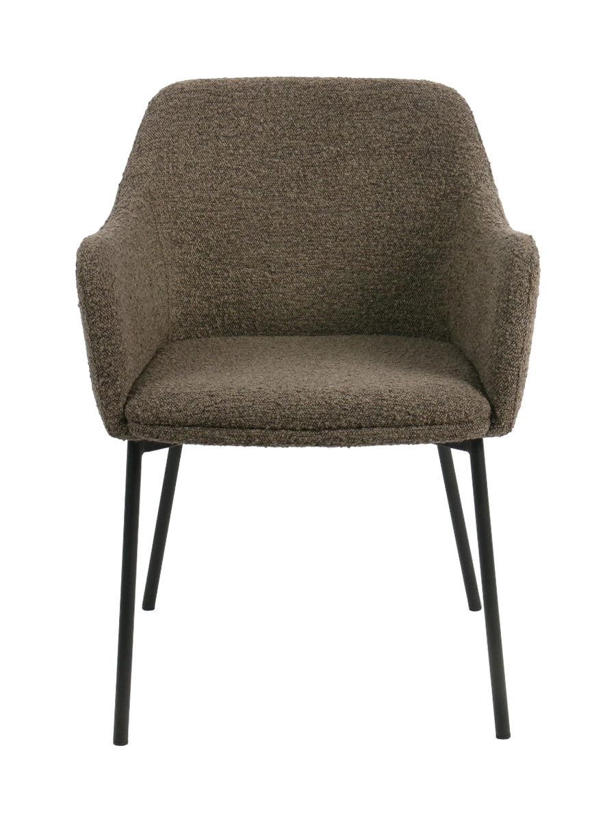 
Design Esszimmerstuhl „Melilla“ mit Armlehnen - Bouclé Braun