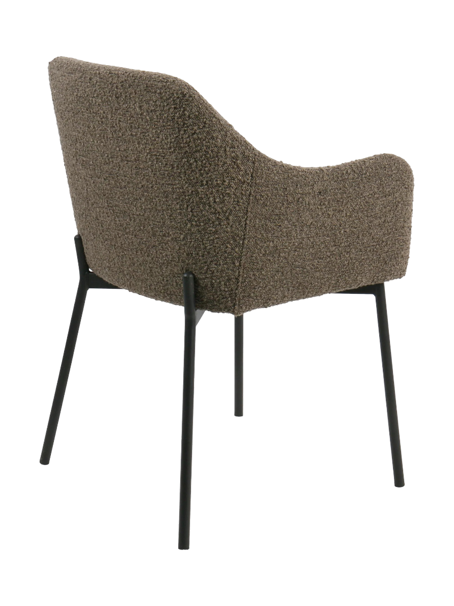 
Design Esszimmerstuhl „Melilla“ mit Armlehnen - Bouclé Braun