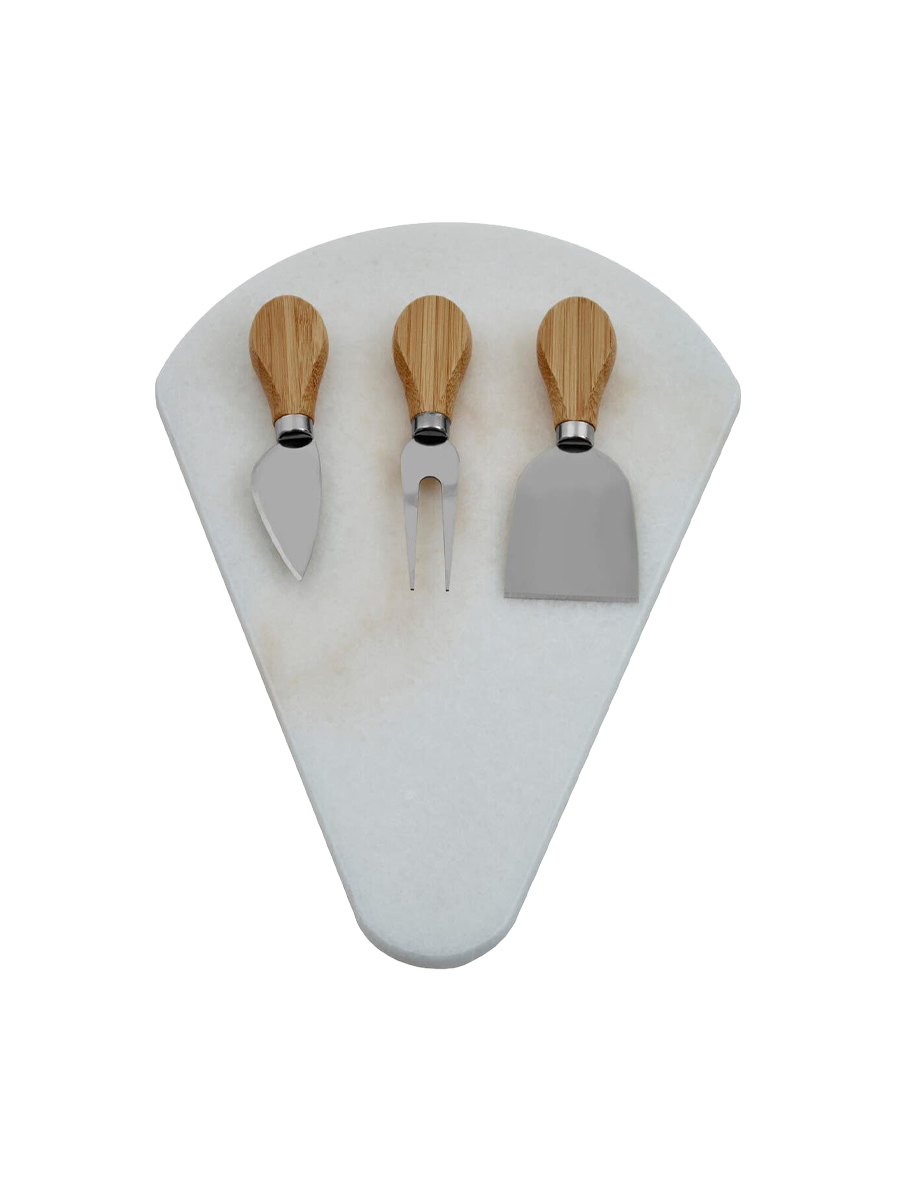 
Handcrafted Cheese Knife Set incl. "Kindia" Tray made of white marble