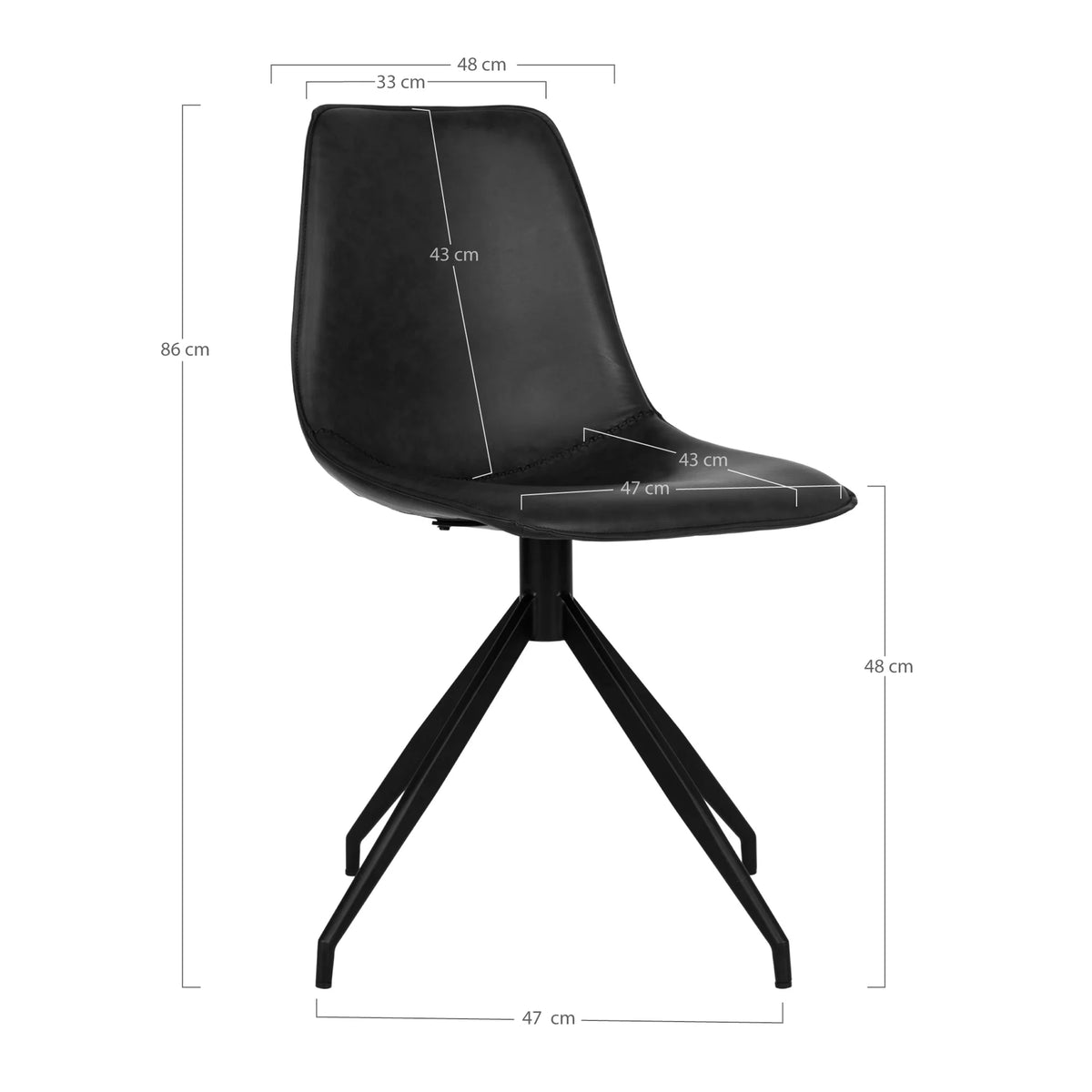 
Chaise de salle à manger pivotante à 360° « Monaco » - Similicuir noir